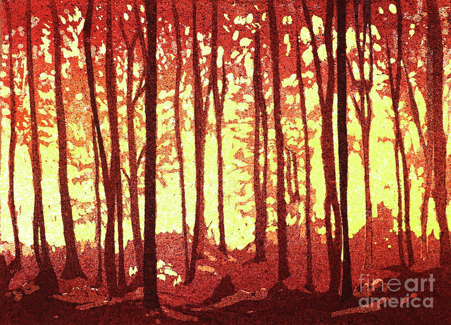 Sunset in Forest Painting by Ryan Fox