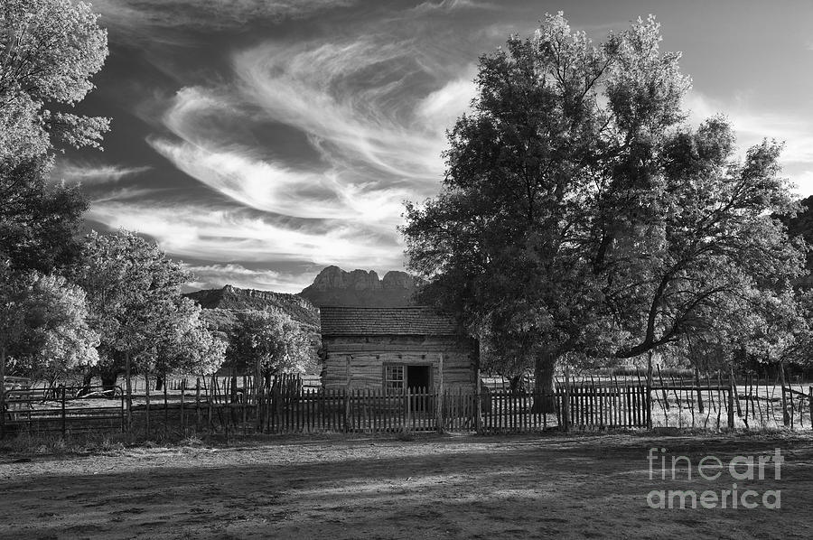 Black And White Photograph - Sunset in Grafton Ghost Town by Sandra Bronstein