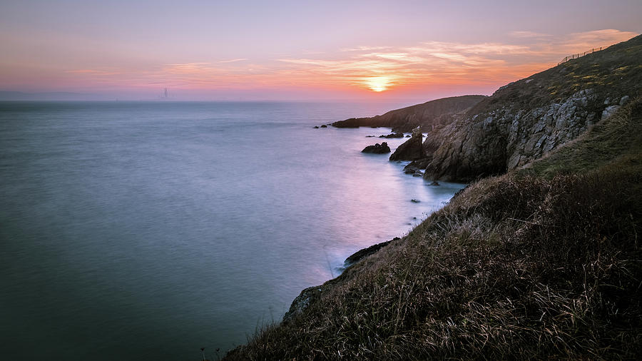 Nature Photograph - Sunset in Howth Cliff path - Dublin, Ireland - Seascape photography by Giuseppe Milo