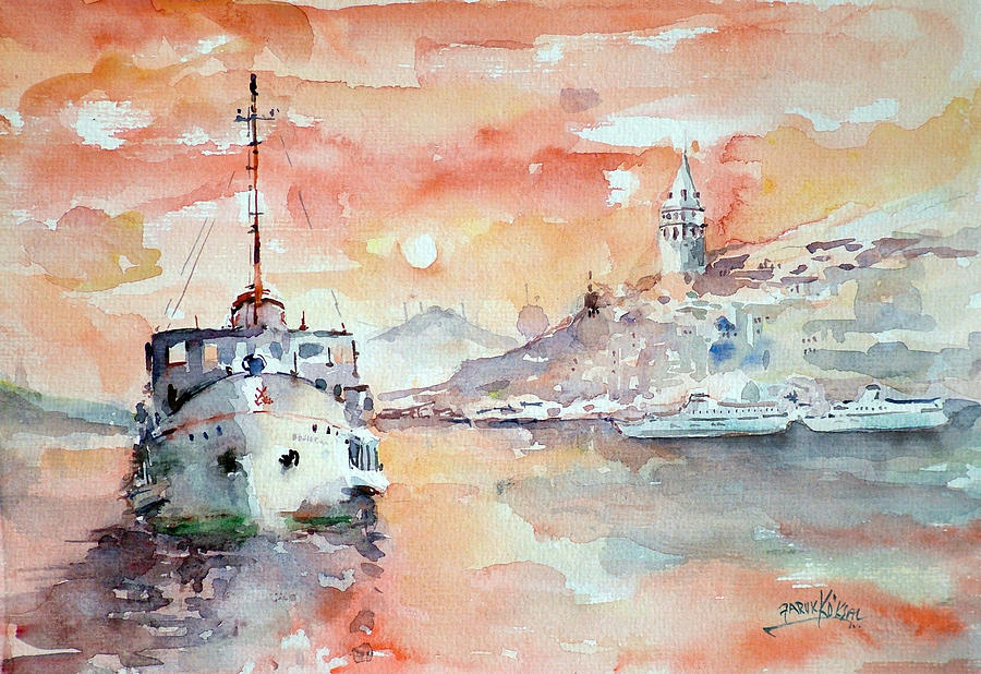 Sunset In Istanbul... Painting by Faruk Koksal
