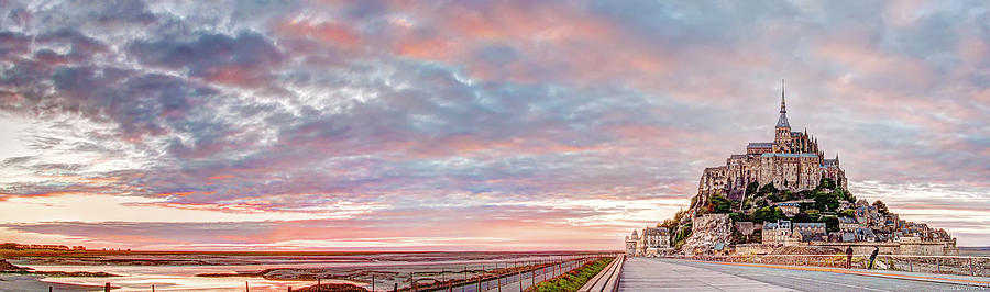 Sunset in Mont Saint Michel Panorama Photograph by Weston Westmoreland