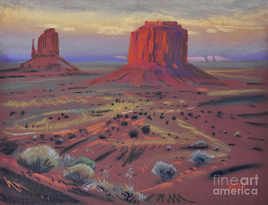Sunset in Monument Valley Painting by Donald Maier