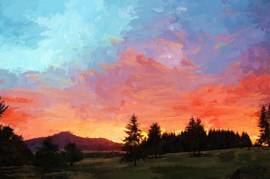 Sunset in Oregon Digital Art by Debra Baldwin