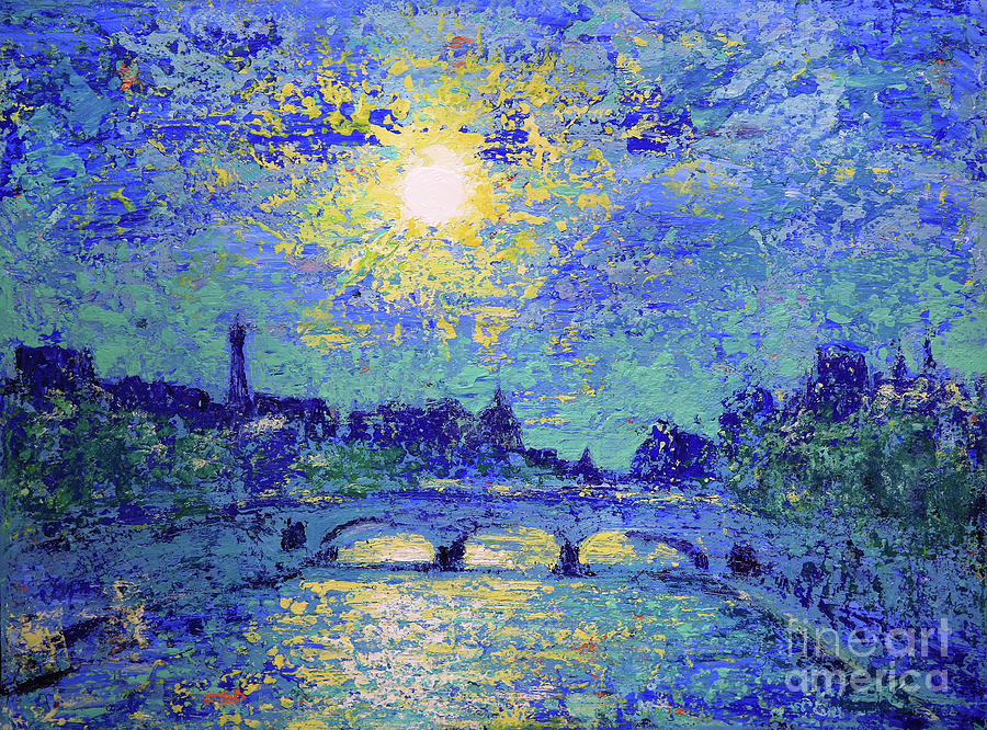 Sunset in Paris, France Painting by Denys Kuvaiev