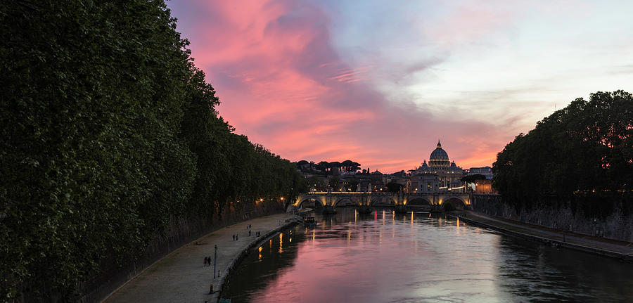 Sunset in Rome and Vatican  Photograph by John McGraw
