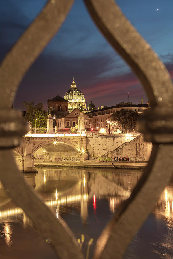 Sunset in Rome with Bridge  Photograph by John McGraw