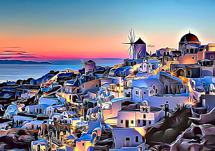 Sunset in Santorini Digital Art by Nenad Vasic