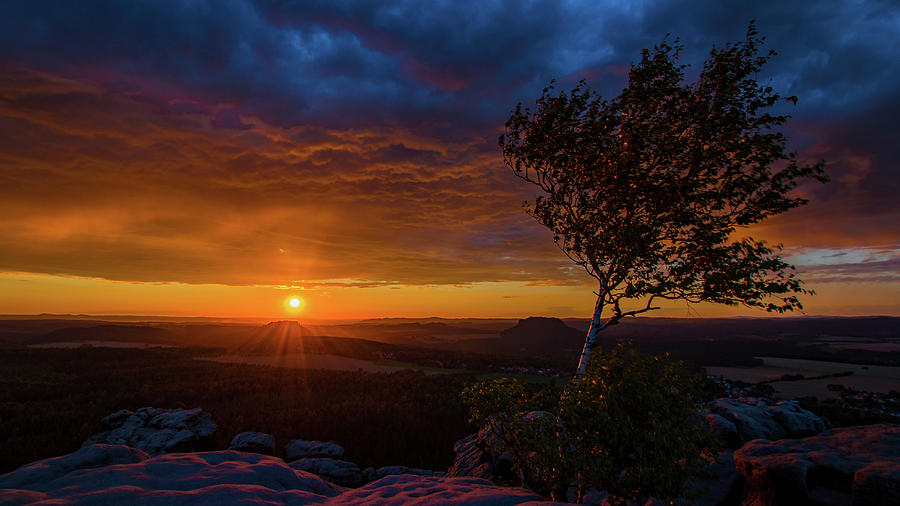 Sunset in Saxonian Switzerland Photograph by Andreas Levi