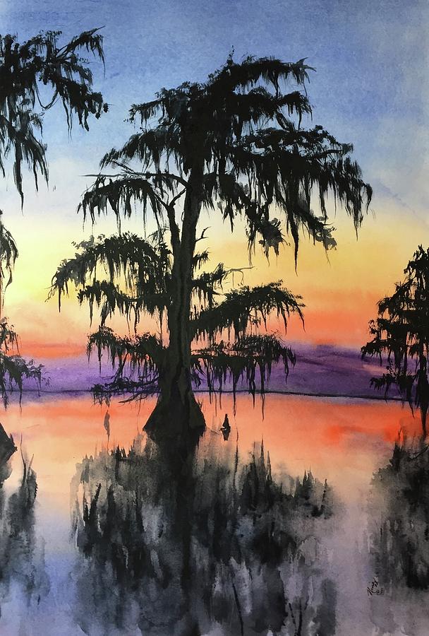 Nature Painting - Sunset in the Everglades  by Nina Bryant