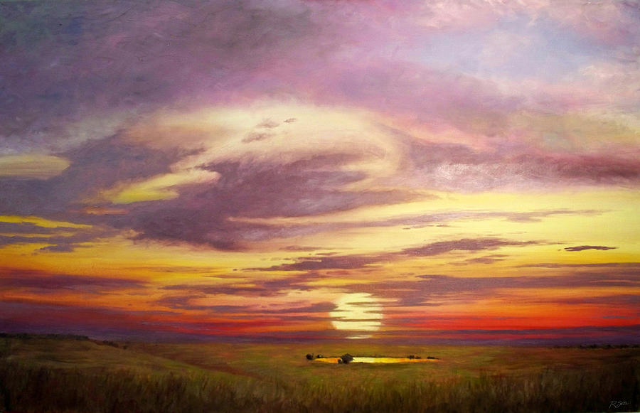 Sunset in the Flint Hills Painting by Rod Seel