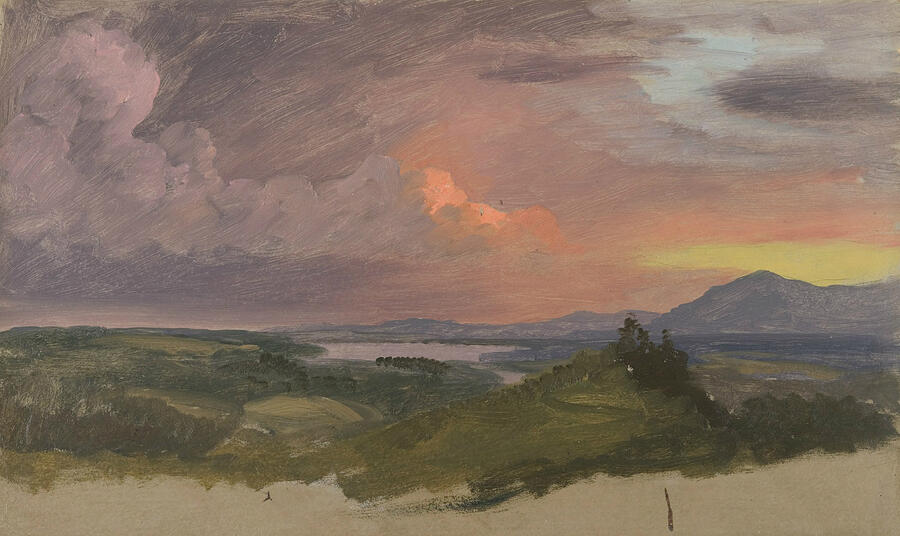 Sunset in the Hudson Valley, from 1870-1875 Painting by Frederic Edwin Church