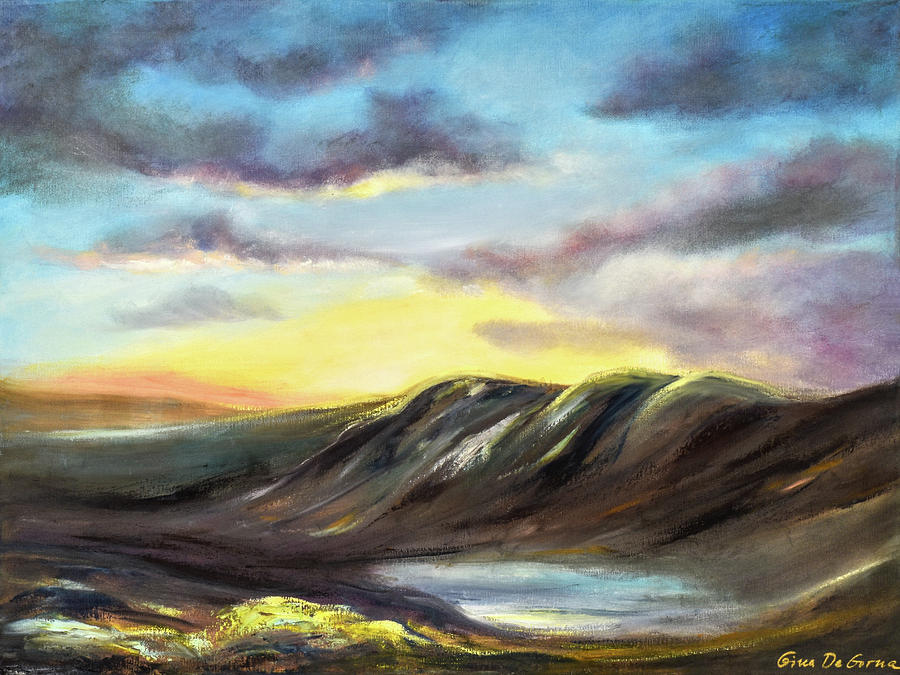 Sunset in the Mountains Painting by Gina De Gorna