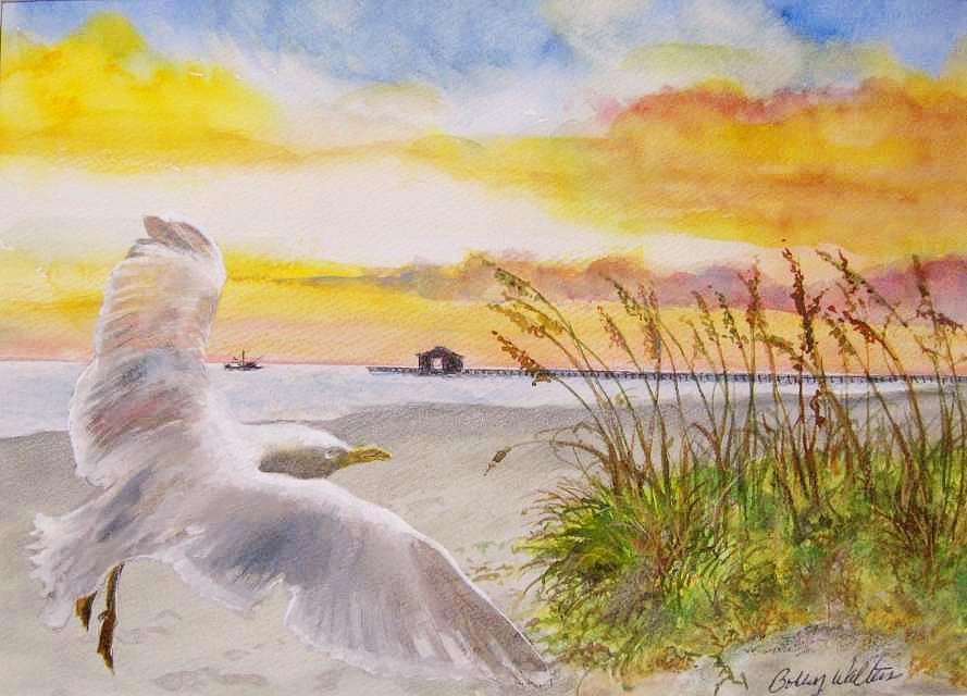 Sunset In The Sea Oats  Painting by Bobby Walters