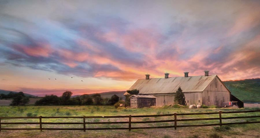 Barn Photograph - Sunset in the Valley by Lori Deiter