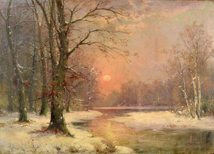 Sunset in winter Painting by Celestial Images