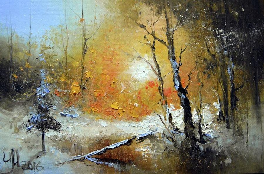 Sunset in Winter Forest Painting by Igor Medvedev