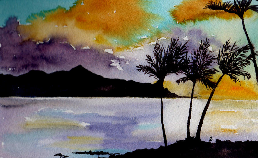 Sunset Kauai Hawaii Painting by Brenda Owen