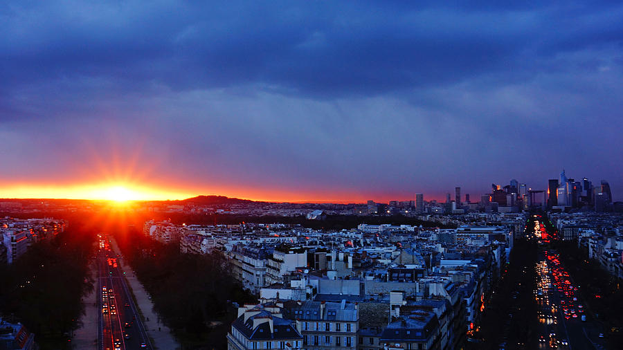 Sunset La Defense Paris France Photograph by Lawrence S Richardson Jr