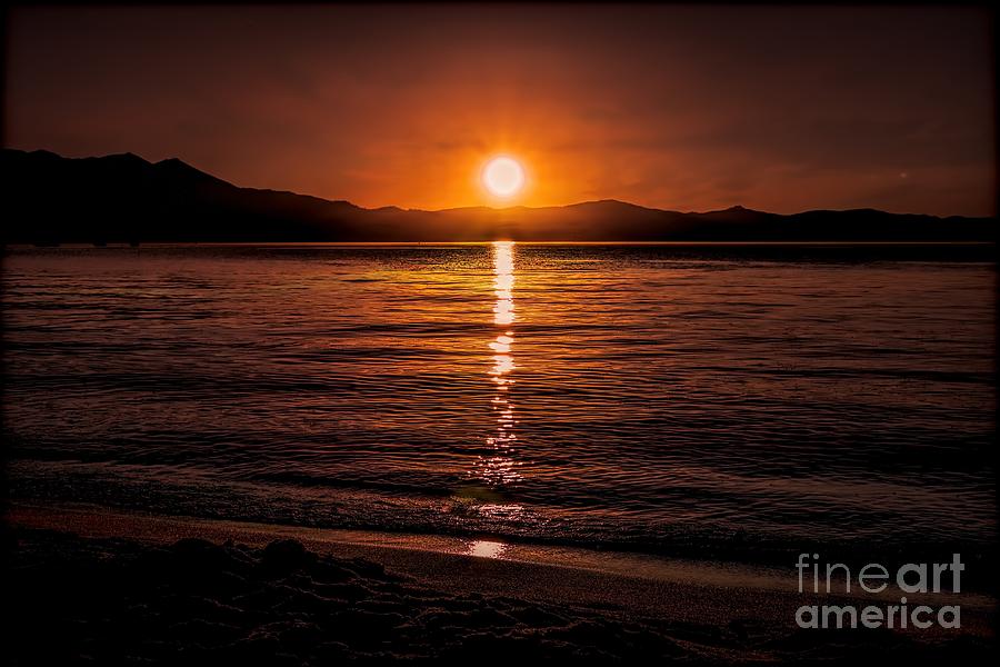 Sunset Lake 810pm Textured Photograph by Joe Lach