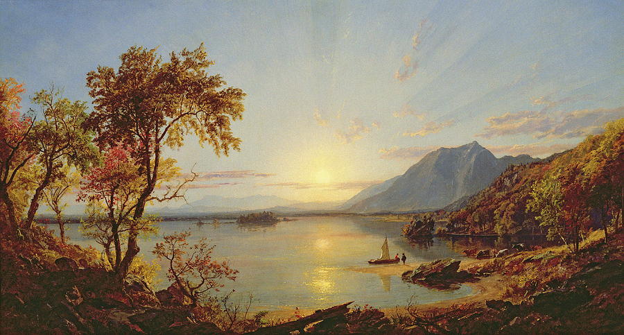 Sunset, Lake George, New York Painting by Jasper Francis Cropsey - Pixels