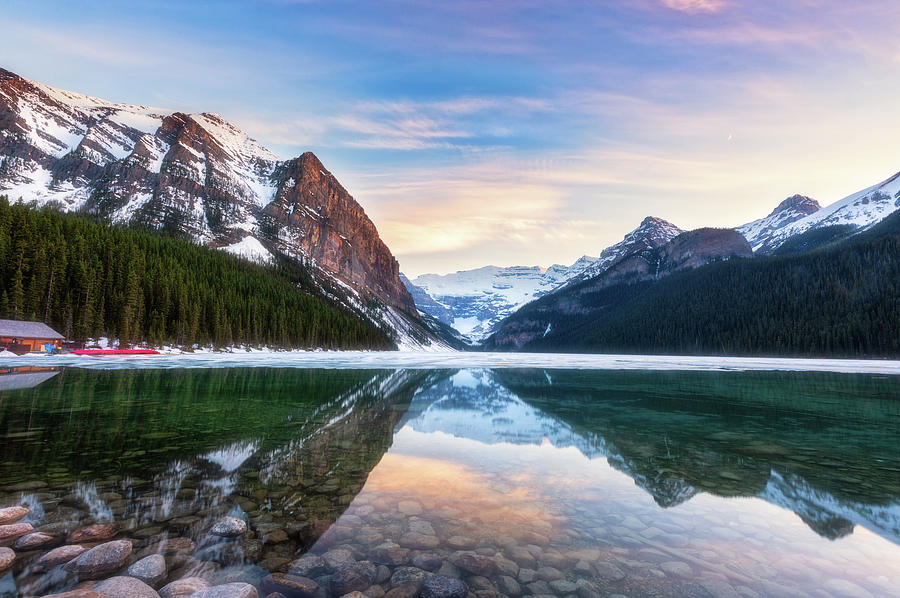 Banff National Park Photograph - Sunset Lake Louise by Russell Pugh