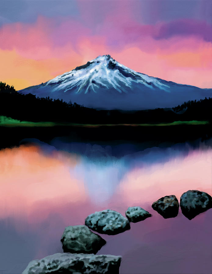 Sunset lake Digital Art by Murry Whiteman