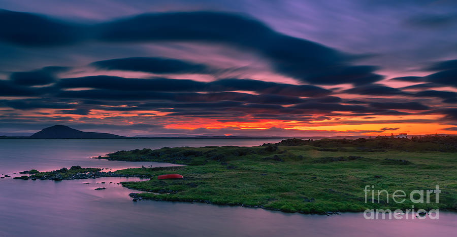 Sunset Photograph - Sunset Lake Myvatn by Henk Meijer Photography
