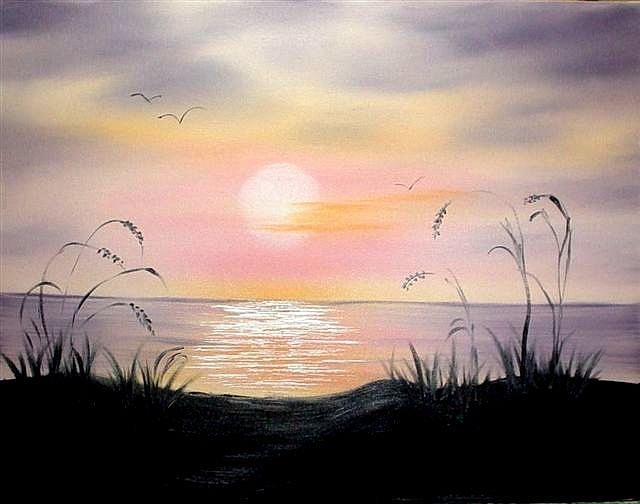 Sunset Lake Painting by Natascha de la Court