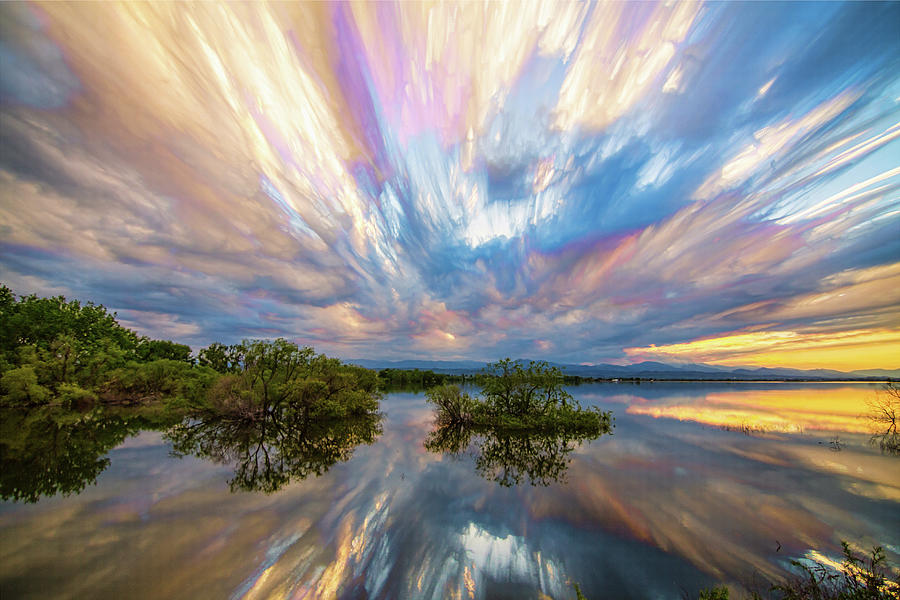Sunset  Lake Reflections Timed Stack Photograph by James BO Insogna