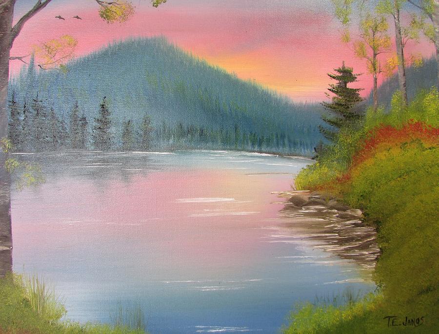 Sunset Lake Painting by Thomas Janos