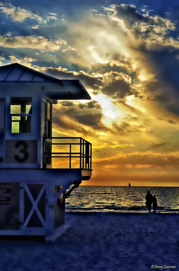 Sunset Lifeguard Station 3 Photograph by Stoney Lawrentz