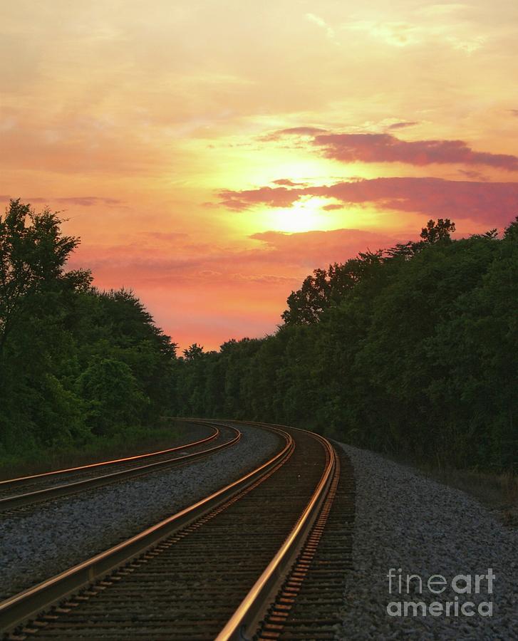 Sunset Lighting Up the Rails Photograph by Benanne Stiens