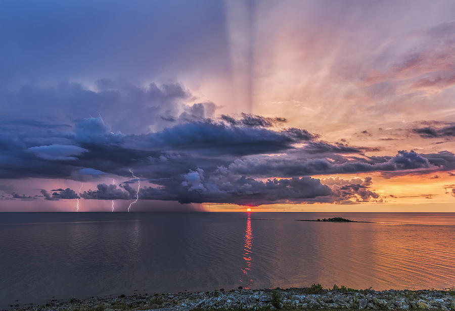 Sunset Lightning Photograph by Justin Battles