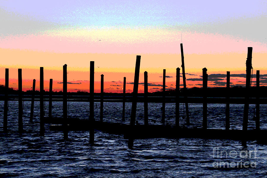 Sunset Lonely Poles Digital Art by Jack Ader
