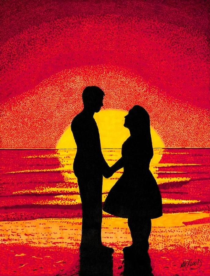 Sunset Love Drawing By Mk Flood