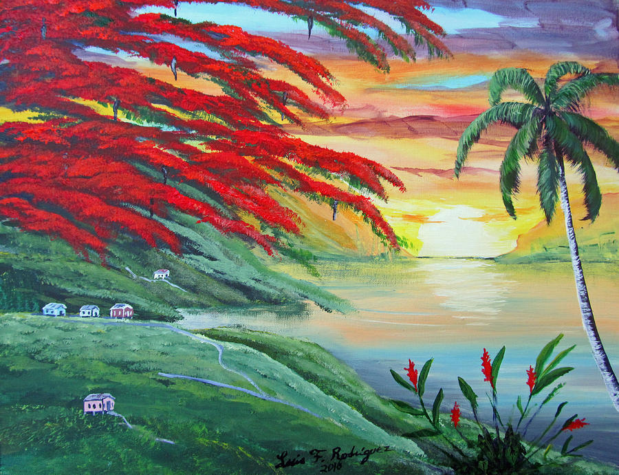 Sunset Painting by Luis F Rodriguez
