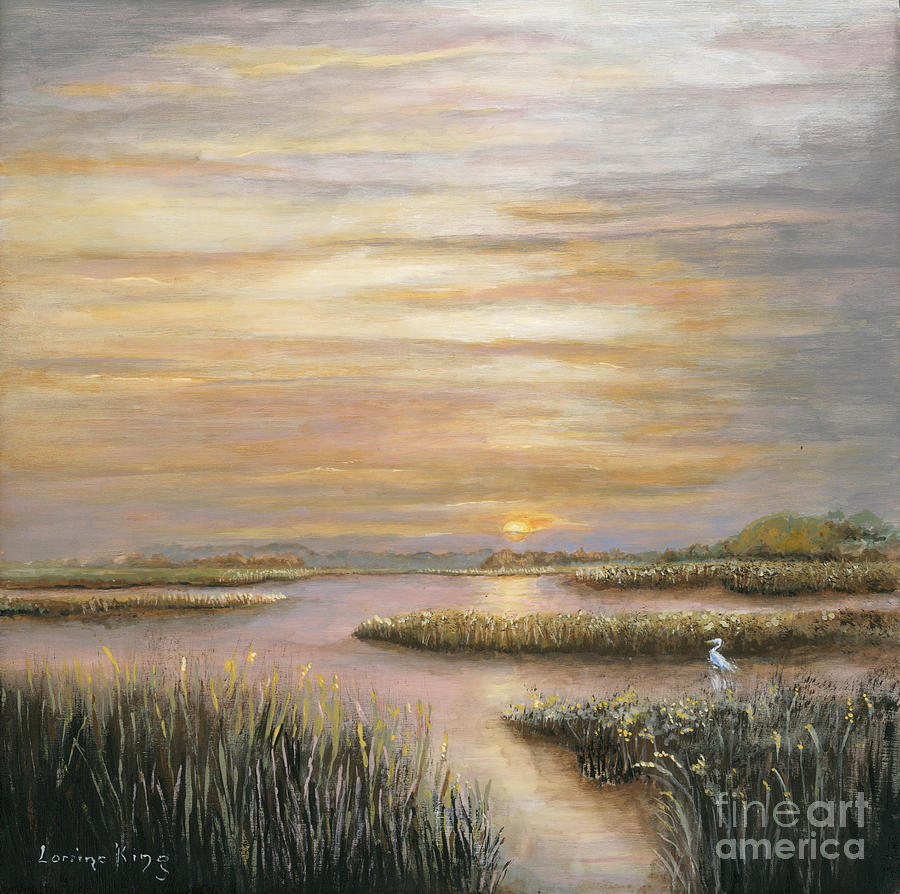 sunset marsh painting