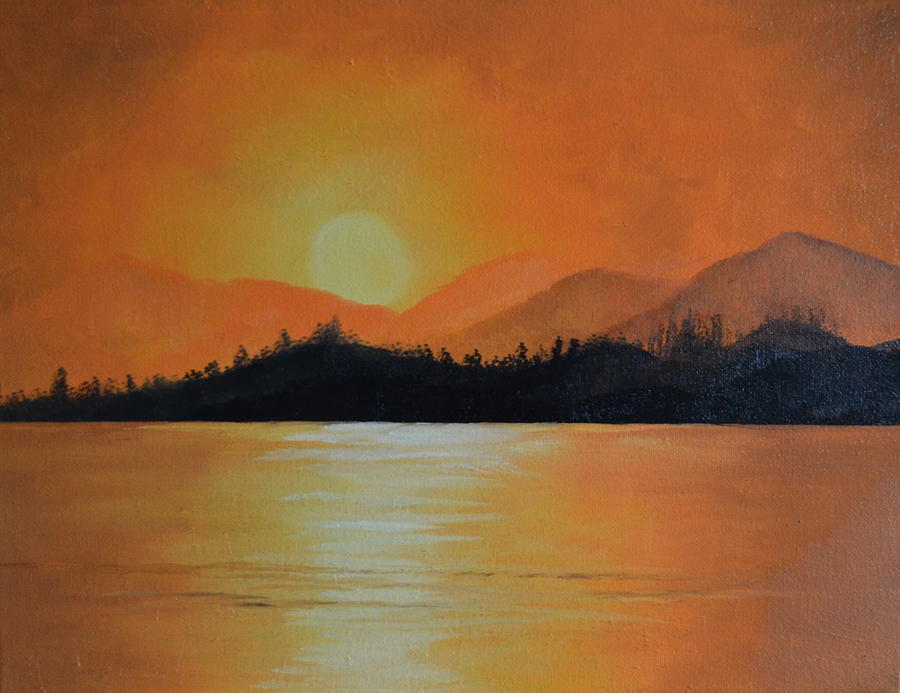 Sunset Painting by Martin Schmidt