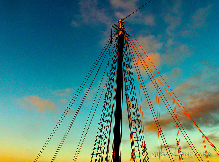 Sunset Mast Digital Art by Susan Vineyard