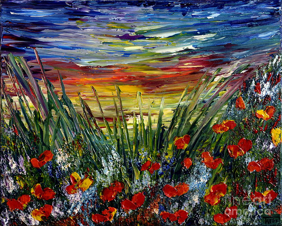 Sunset Meadow Painting by Teresa Wegrzyn