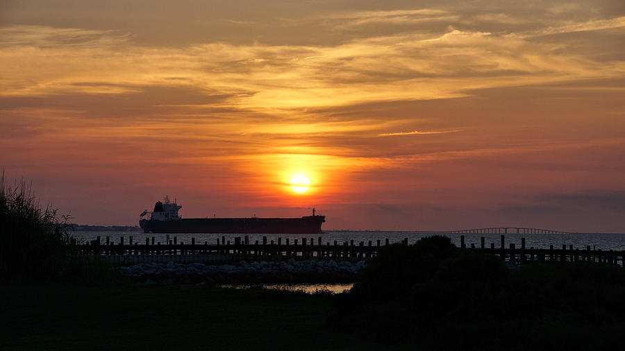 Sunset Mobile Bay Photograph by Sandy Keeton