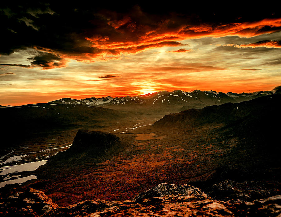 Mountain Digital Art - Sunset Mountains by Carol Crisafi