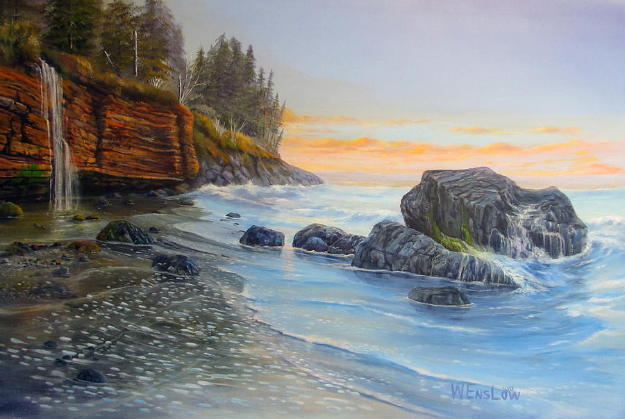 Sunset Mystic Beach Painting by Wayne Enslow
