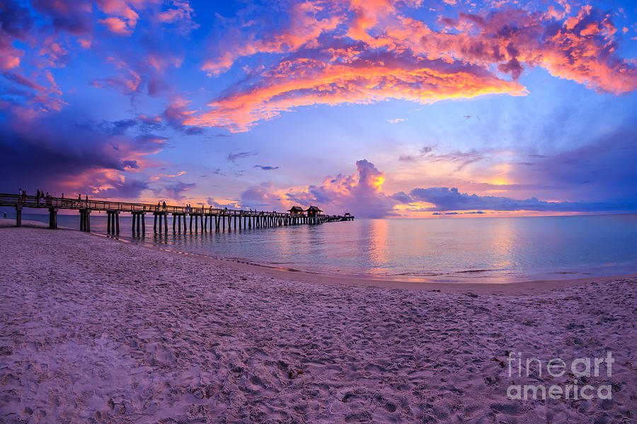 Sunset Photograph - Sunset Naples Pier Florida by Hans- Juergen Leschmann