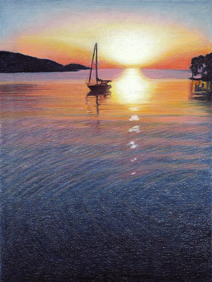 Sunset Drawing - Summer Sunset by Nives Palmic