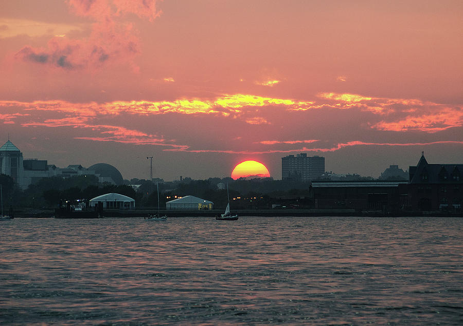 Sunset NYC Harbor Photograph by William Kimble