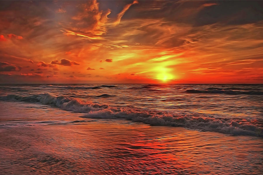 Sunset Ocean Dance Painting by Harry Warrick
