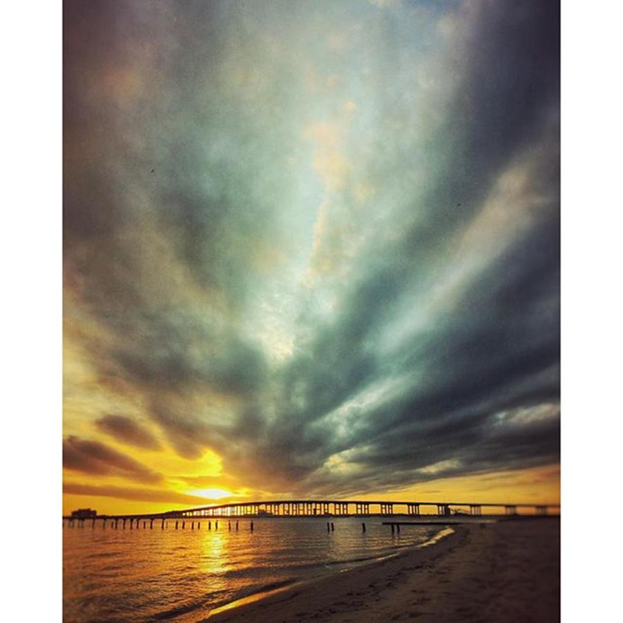 Landscape Photograph - Sunset #oceanspringsms #biloxibaybridge by Joan McCool