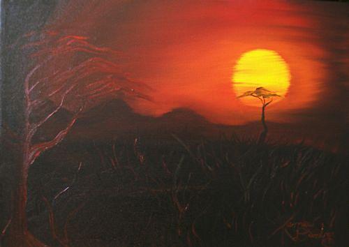Sunset Of The Masai Painting by James Dunbar
