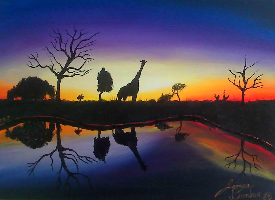 Sunset Of The Serengeti Painting by James Dunbar
